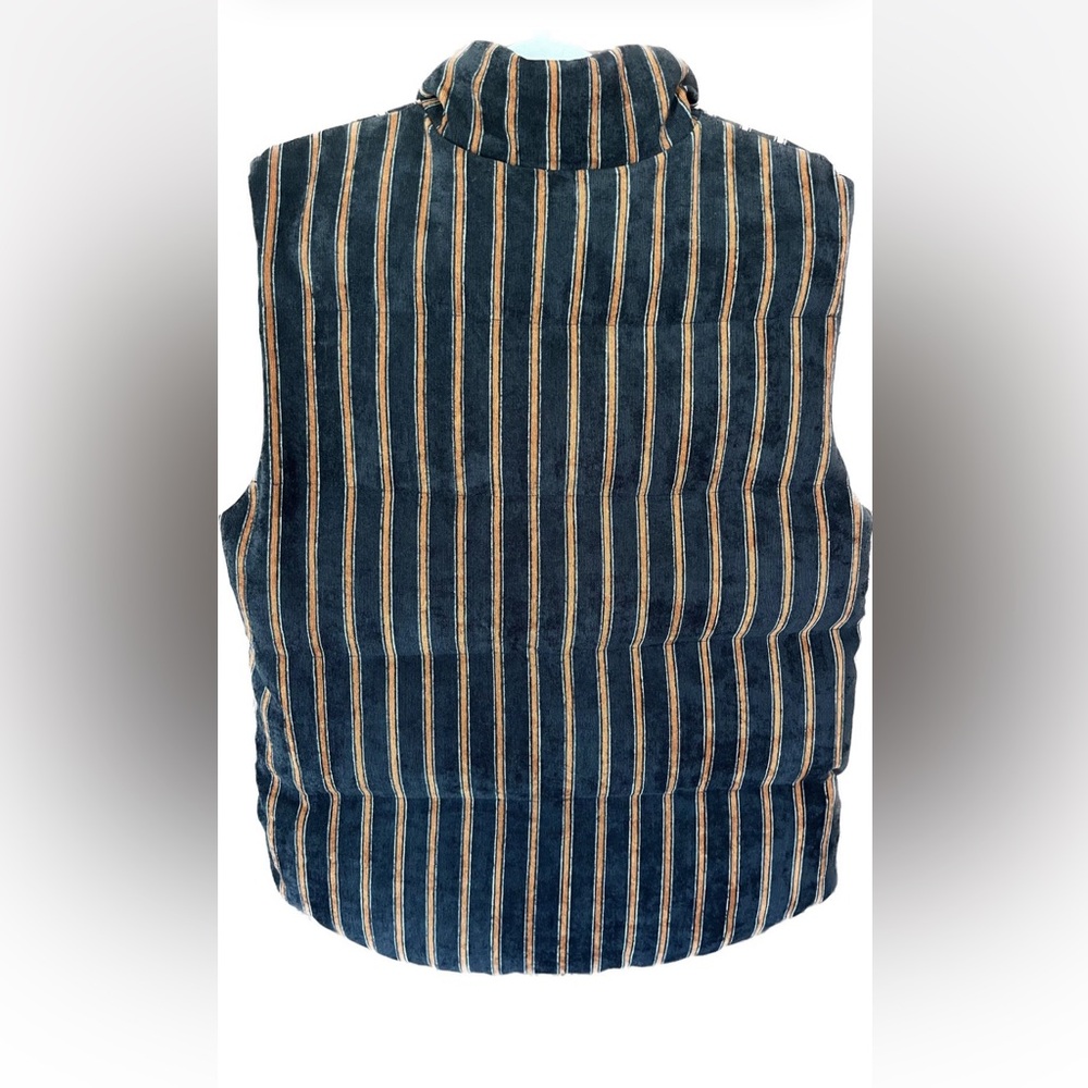 Urban Outfitters Arkansas Striped Corduroy Puffer Vest Women’s M Zip Up - Picture 3 of 11